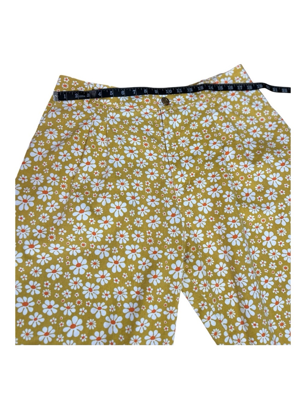 BIG BUD PRESS Lazy Daisy Yellow White Boho Festival Work Pants 100% Cotton XL - Picture 5 of 13